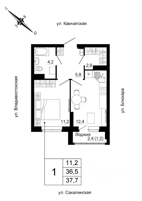 1-к кв. Свердловская область, Екатеринбург ул. Кронштадтская (37.7 м) - Фото 1