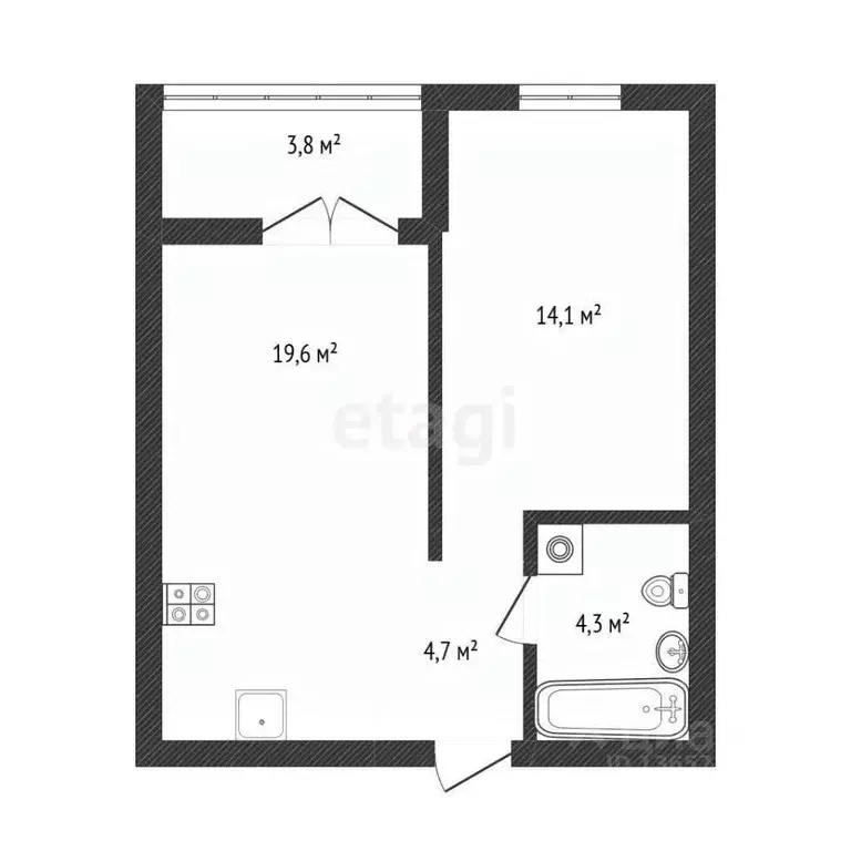 1-к кв. Иркутская область, Иркутск ул. Пушкина, 9 (42.7 м) - Фото 2