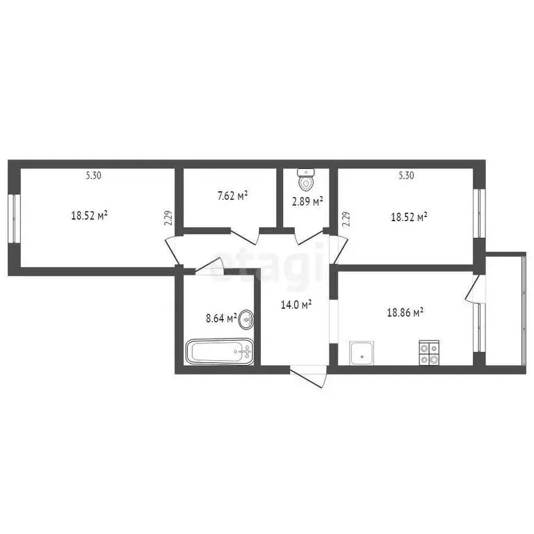 2-комнатная квартира: Севастополь, улица Гоголя, 17 (92.5 м) - Фото 0