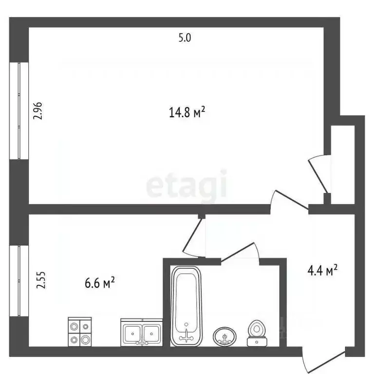 1-к кв. Вологодская область, Вологда ул. Герцена, 104 (29.6 м) - Фото 1