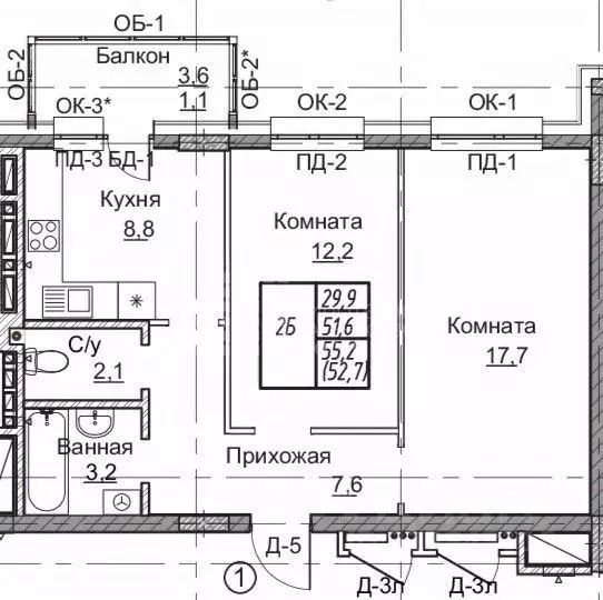 2-к кв. Ханты-Мансийский АО, Ханты-Мансийск ул. Свободы, 34 (55.2 м) - Фото 0