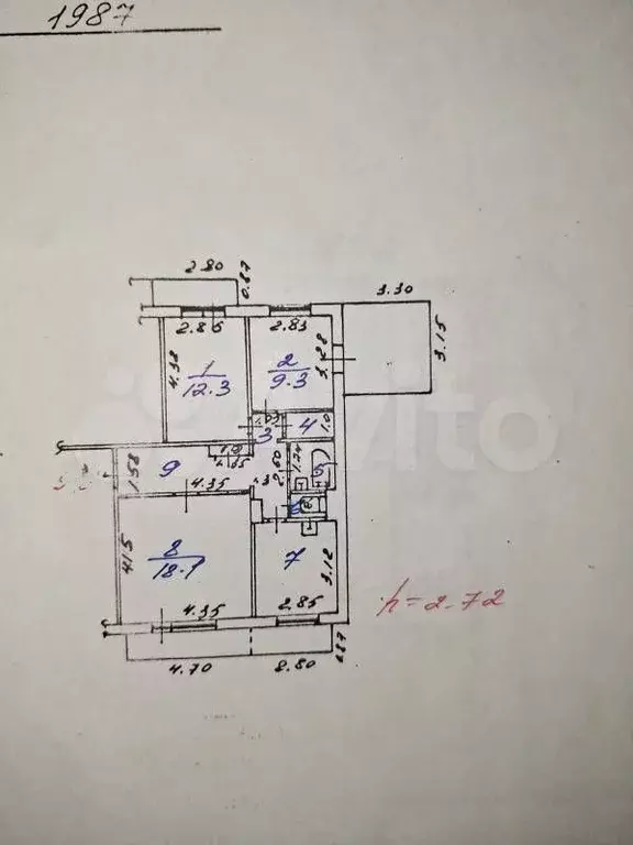 3-к. квартира, 70 м, 8/9 эт. - Фото 0