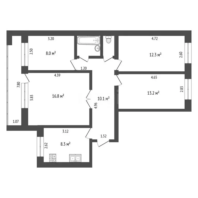 4-комнатная квартира: Тюмень, Ставропольская улица, 4 (72.6 м) - Фото 1