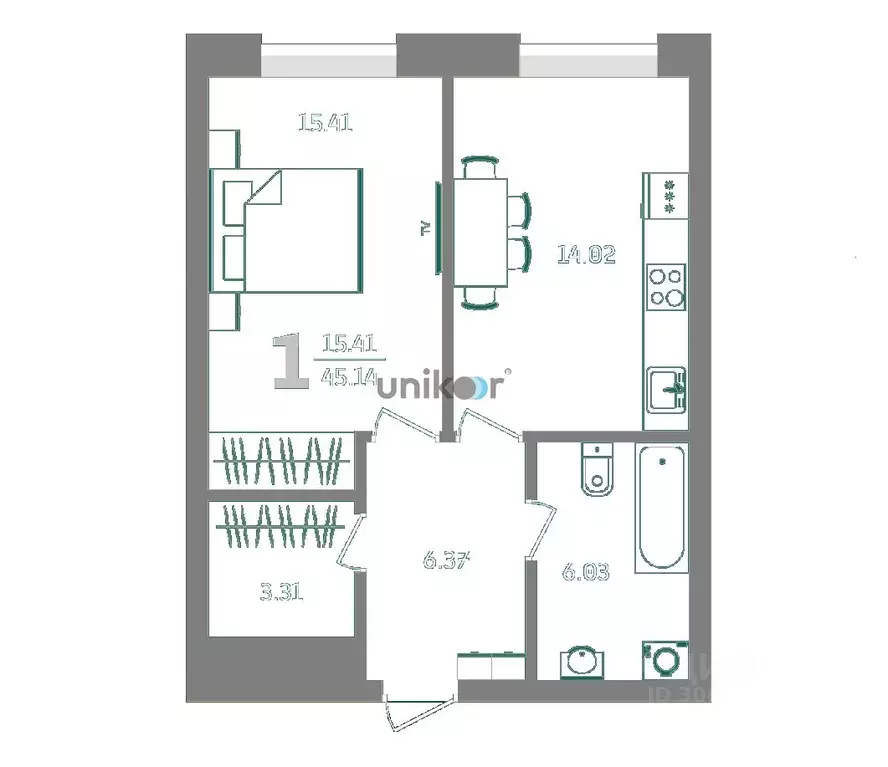 1-к кв. Башкортостан, Уфа Революционная ул., 39/3 (45.1 м) - Фото 1