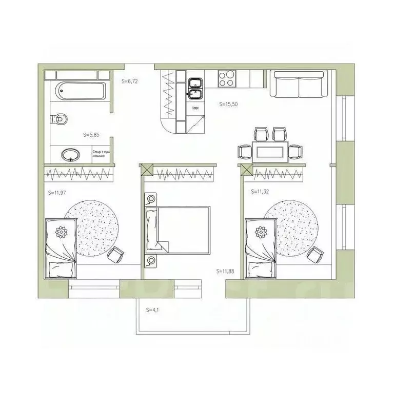 2-к кв. Хабаровский край, Хабаровск ул. Карла Маркса, 144А/3 (63.9 м) - Фото 1
