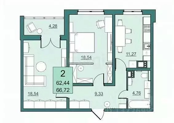 2-к кв. Саратовская область, Саратов ул. Имени Академика Н.Н. ... - Фото 1