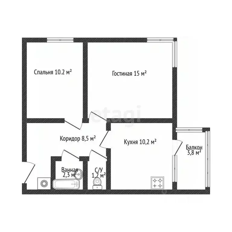 2-к кв. Удмуртия, Ижевск 1-я Подлесная ул., 1 (50.0 м) - Фото 2