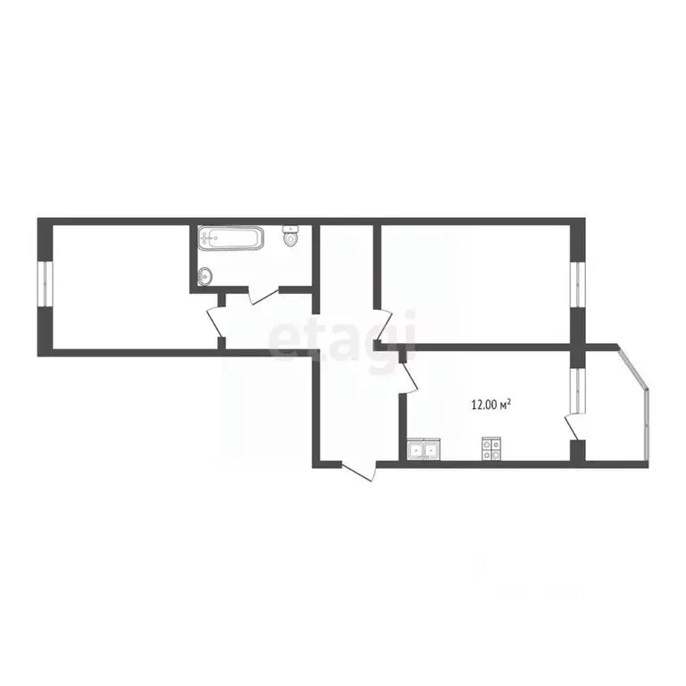 2-к кв. Ханты-Мансийский АО, Сургут ул. Крылова, 26 (67.3 м) - Фото 1