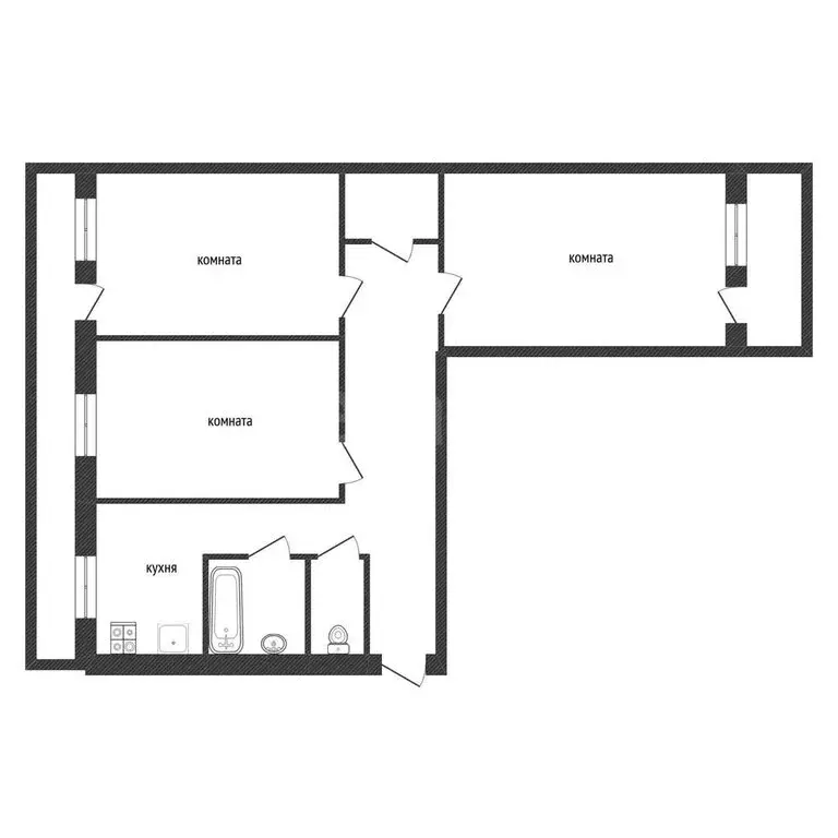3-комнатная квартира: Кириши, улица Строителей, 26 (56.6 м) - Фото 1