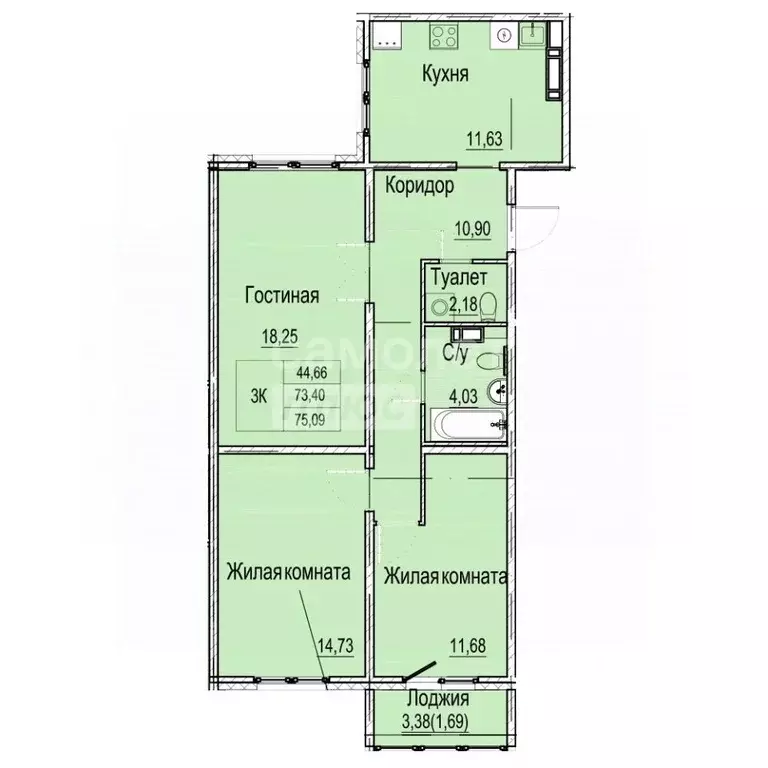 3-к кв. Нижегородская область, Нижний Новгород Вязниковская ул., 42 ... - Фото 1
