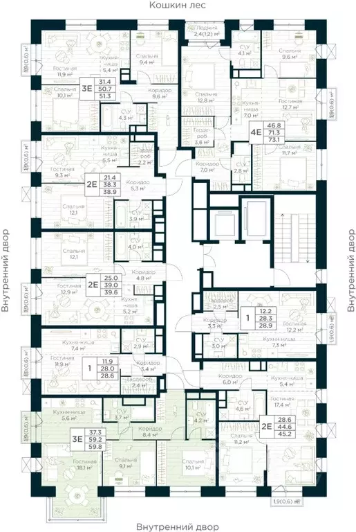 2-к кв. Башкортостан, Уфа Глумилино жилрайон, Урман Сити жилой ... - Фото 2