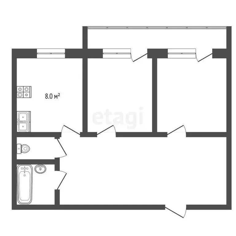 2-комнатная квартира: Оренбург, улица Аксакова, 24/1 (47 м) - Фото 0