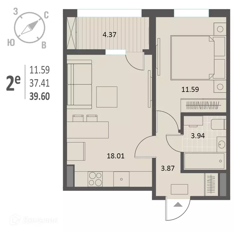Продаётся 1-к квартира, 39.6 м - Фото 0