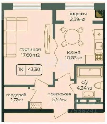 1-к кв. Дагестан, Каспийск просп. Акулиничева (43.3 м) - Фото 0