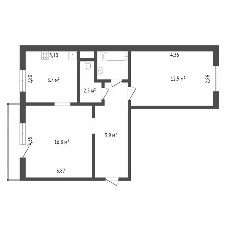 2-комнатная квартира: Ачинск, 8-й микрорайон, 16 (52.9 м) - Фото 1