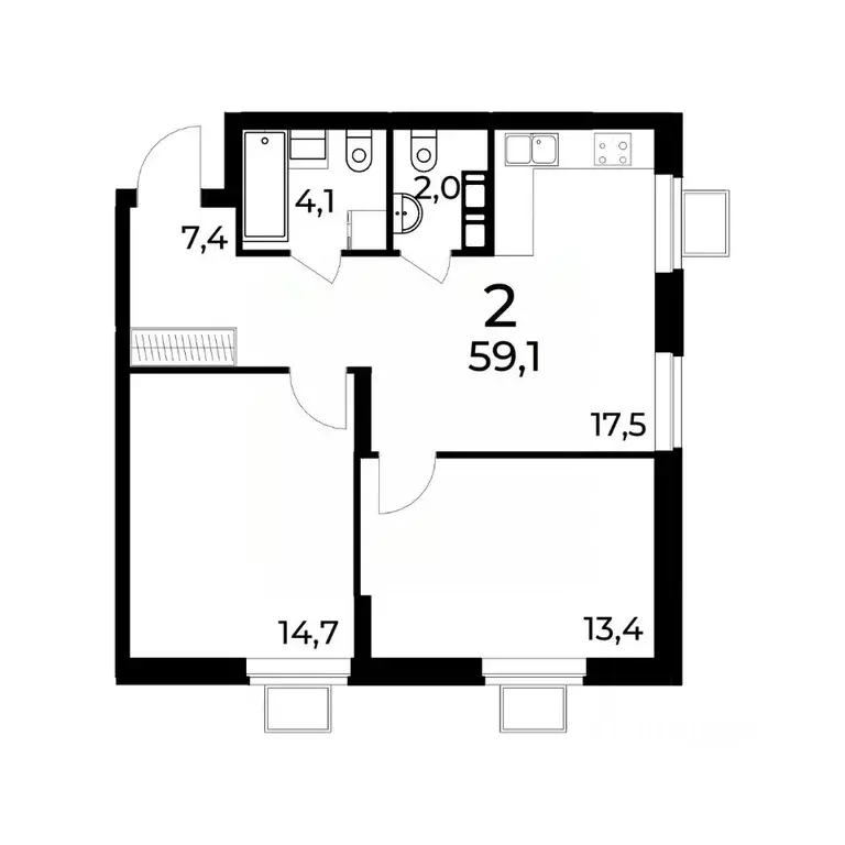 2-к кв. Нижегородская область, Нижний Новгород ул. Усиевича (59.1 м) - Фото 0
