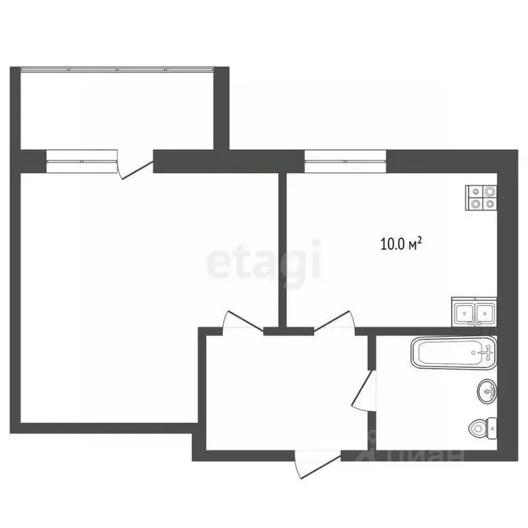 1-к кв. Тюменская область, Тюмень ул. Василия Гольцова, 26 (31.0 м) - Фото 1