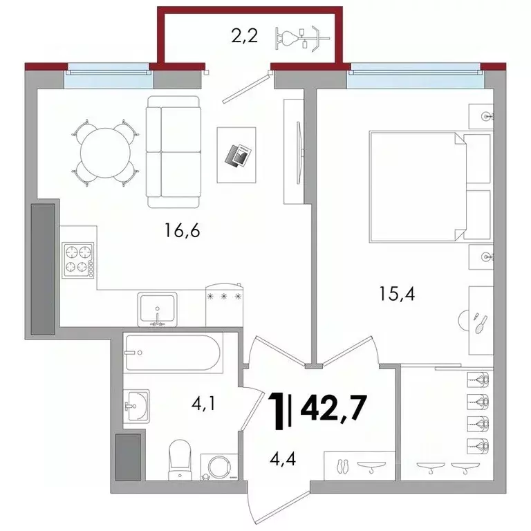 1-к кв. Тверская область, Тверь Южный мкр,  (42.7 м) - Фото 0
