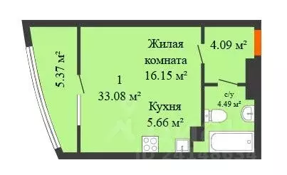 Студия Ростовская область, Ростов-на-Дону Портовая ул., 23 (35.7 м) - Фото 2