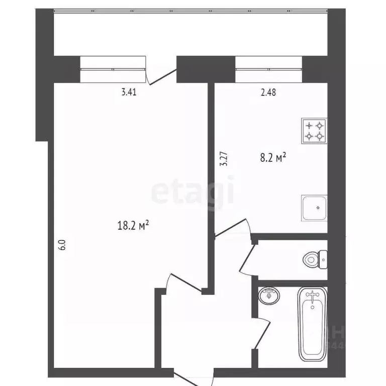 1-к кв. Тюменская область, Тюмень ул. Николая Чаплина, 132 (34.2 м) - Фото 2