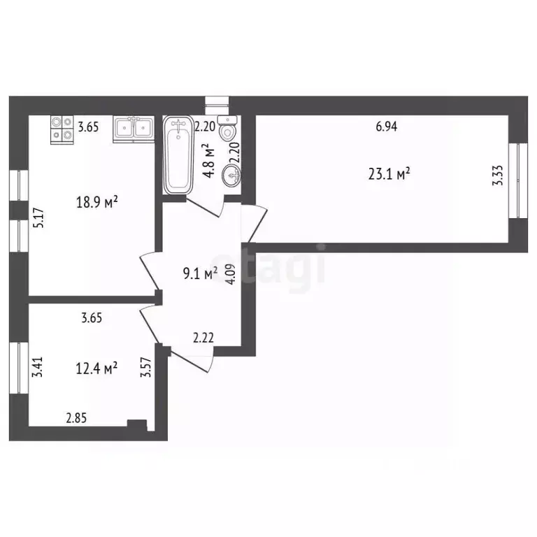 2-к кв. Калининградская область, Гурьевский муниципальный округ, пос. ... - Фото 1