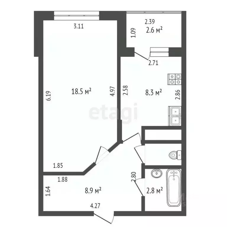 1-к кв. Калужская область, Кременки Жуковский район, Молодежная ул., ... - Фото 2