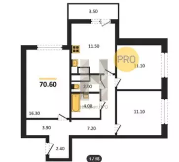 Продаётся 3-к квартира, 66.8 м - Фото 0