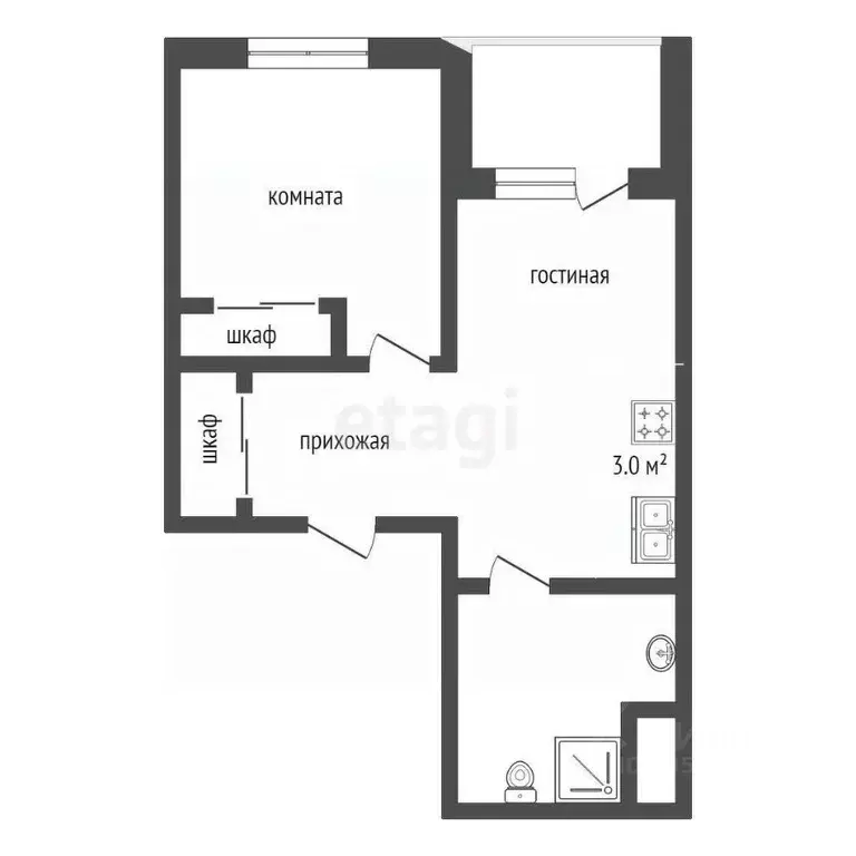 Студия Крым, Ялта ул. Дражинского, 48 (40.6 м) - Фото 2