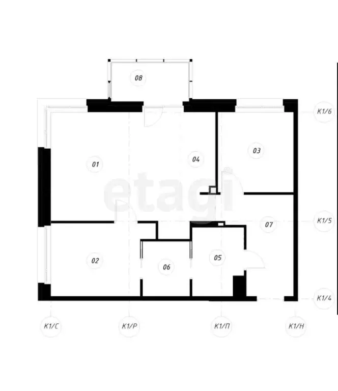 3-комнатная квартира: Казань, улица Гаврилова, 7к1 (63.51 м) - Фото 1