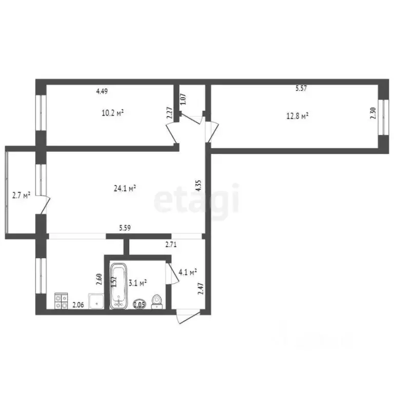 2-к кв. Тюменская область, Тюмень Индустриальная ул., 49 (55.3 м) - Фото 1