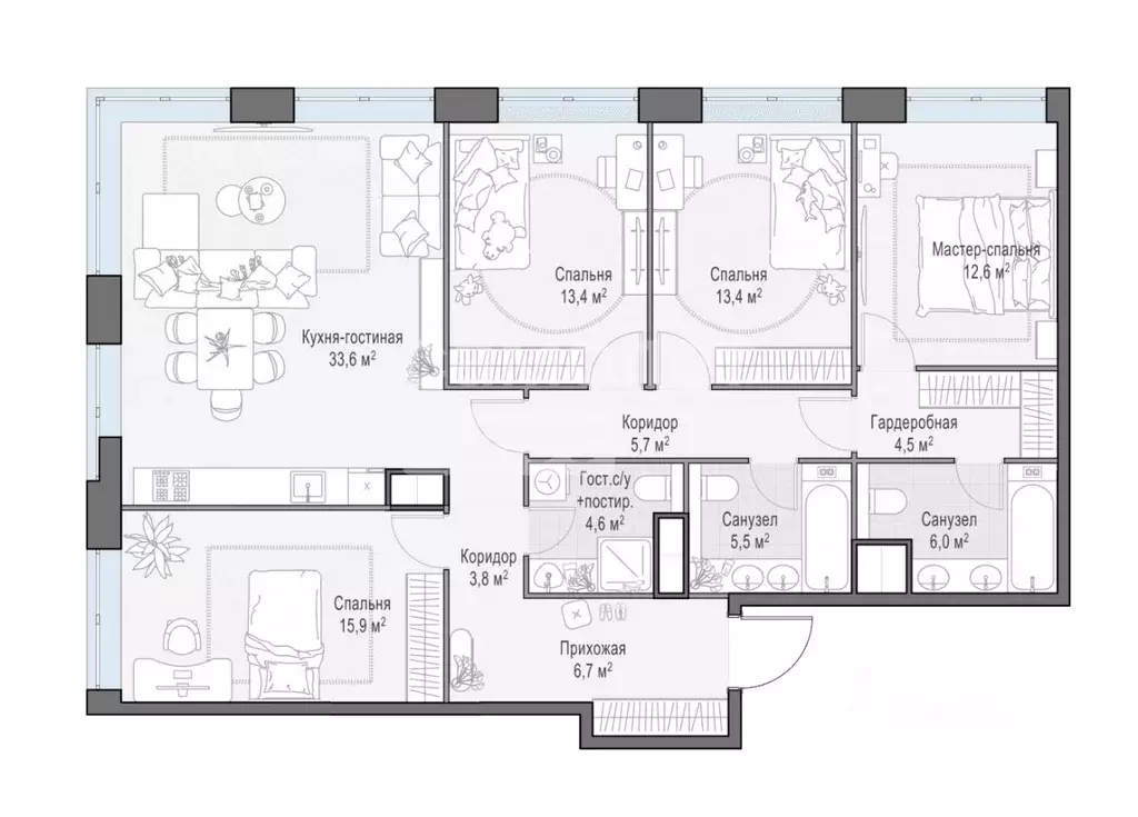 5-к кв. Москва просп. Генерала Дорохова, 39к2И (126.0 м) - Фото 2