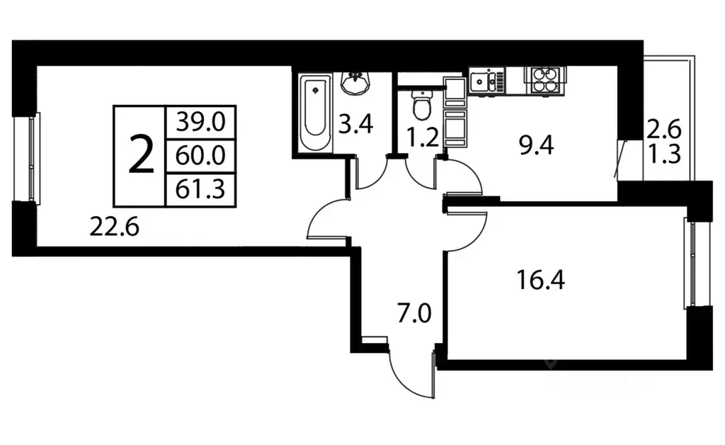 2-к кв. Московская область, Домодедово Авиационный мкр, ул. ... - Фото 0