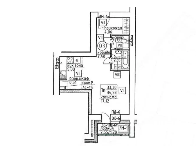 Студия Томская область, Томск Сибирская ул., 74 (34.58 м) - Фото 1