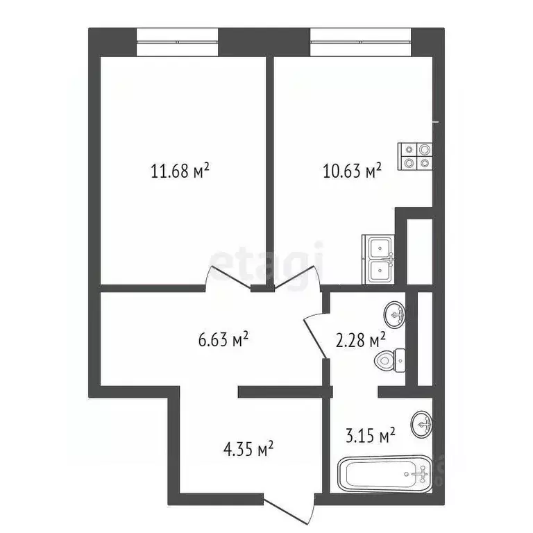 1-к кв. Ханты-Мансийский АО, Сургут ул. 30 лет Победы, 40 (38.71 м) - Фото 1