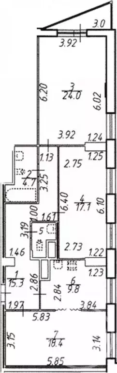 3-к кв. Санкт-Петербург ул. Руднева, 18 (94.5 м) - Фото 1