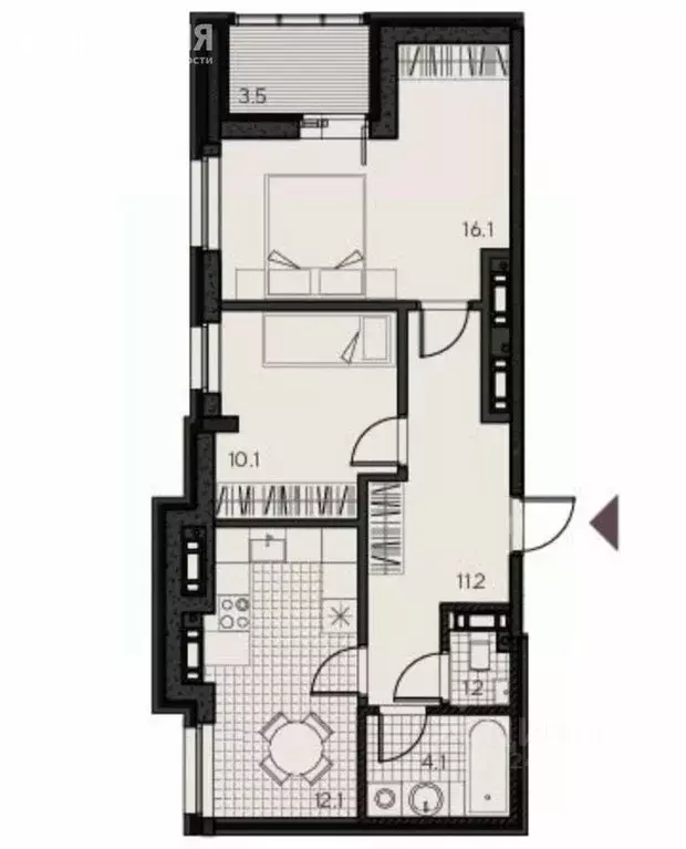 2-к кв. Пензенская область, Пенза ул. Урицкого, 48 (56.6 м) - Фото 2