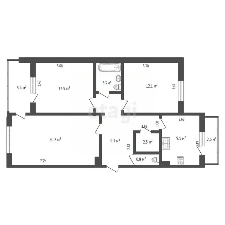 3-к кв. Крым, Черноморское пгт ул. Димитрова, 15 (73.0 м) - Фото 2