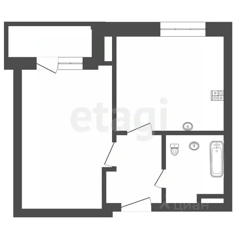 1-к кв. Иркутская область, Ангарск 22-й мкр, 41 (31.0 м) - Фото 1
