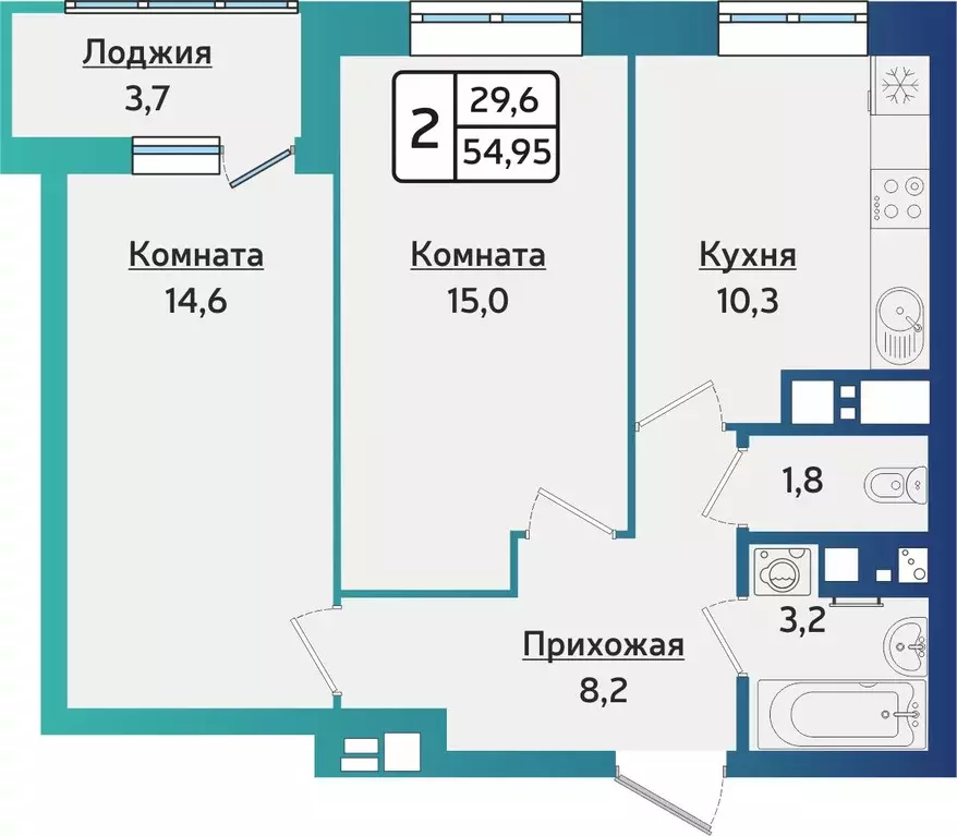 2-к кв. Удмуртия, Ижевск ул. 40 лет Победы, 121 (55.0 м) - Фото 0