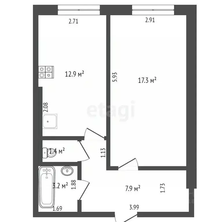 1-к кв. Самарская область, Самара Товарная ул., 19 (42.7 м) - Фото 2