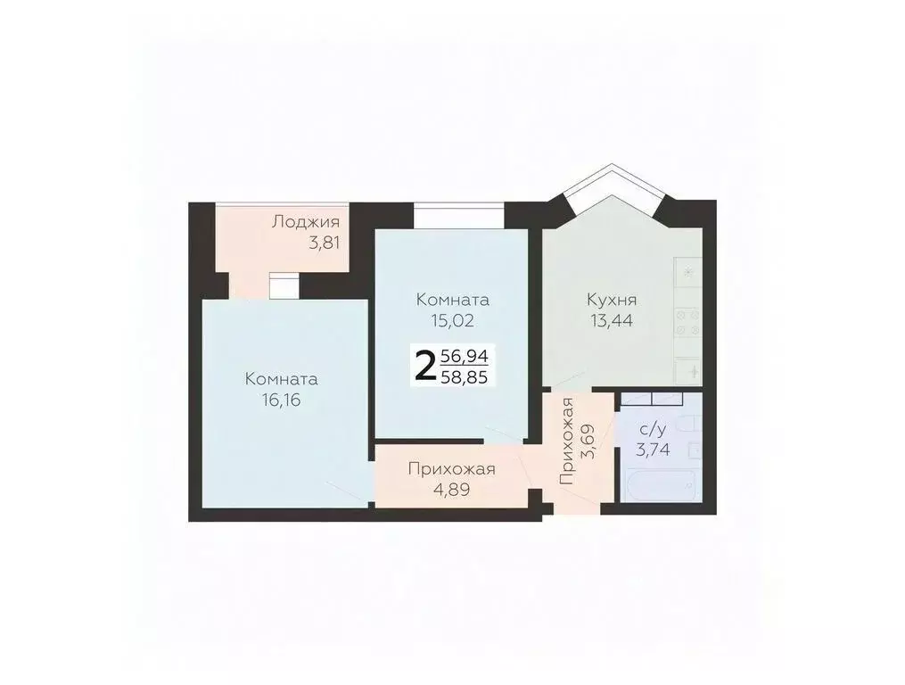 2-к кв. Орловская область, Орел ул. Панчука, 83Б (58.85 м) - Фото 0