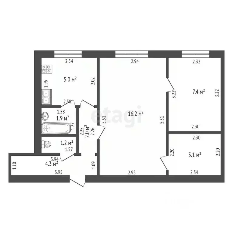 2-к кв. Тамбовская область, Тамбов Тамбов-4 тер., 14 (43.2 м) - Фото 1
