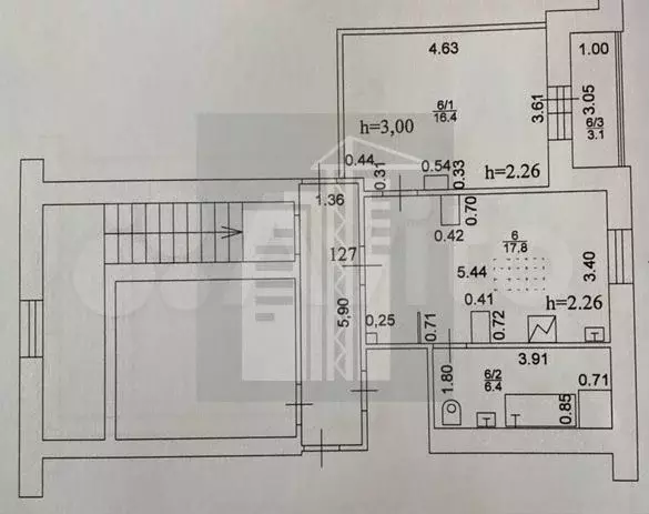 1-к. квартира, 42,8 м, 8/8 эт. - Фото 0