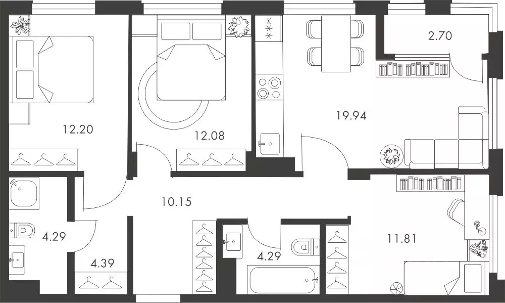 3-к кв. Тульская область, Тула ул. Карпова, 103А (81.85 м) - Фото 0