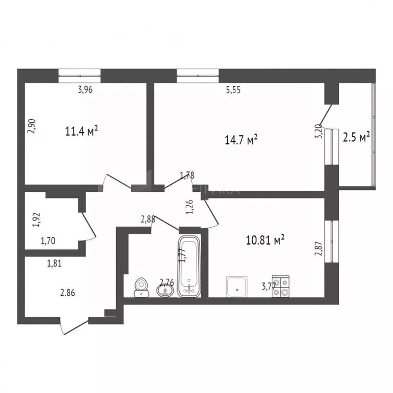 2-к кв. Тюменская область, Тюмень ул. Газовиков, 61 (58.0 м) - Фото 1