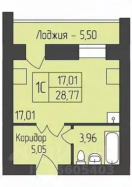 Студия Новосибирская область, Новосибирск ул. Юности, 9 (28.77 м) - Фото 1