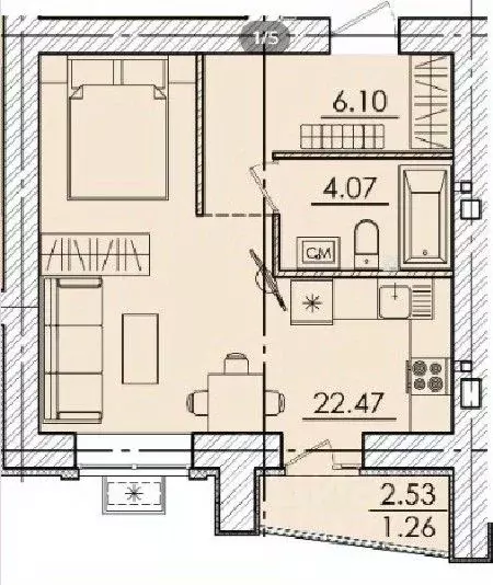 1-к кв. Пензенская область, Пенза ул. Герцена, с106 (35.17 м) - Фото 1