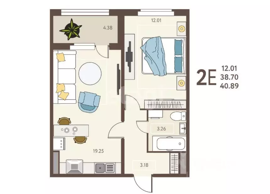 1-к кв. Липецкая область, Липецк ул. Механизаторов, 15А (40.89 м) - Фото 2
