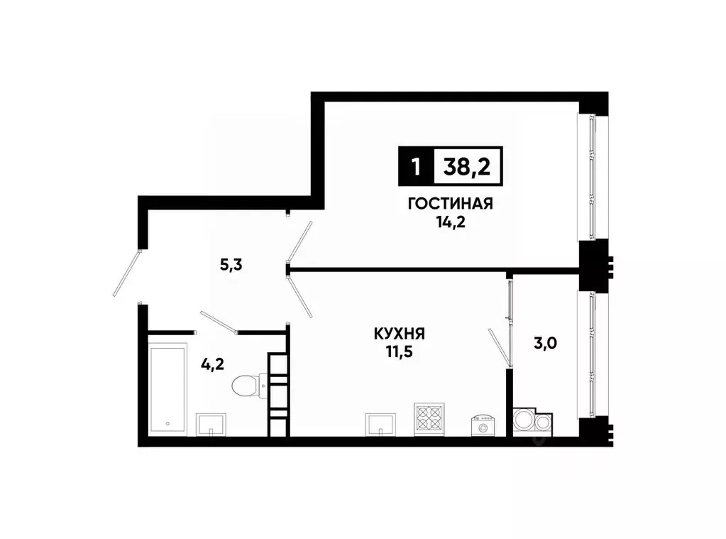 1-к кв. Ставропольский край, Ставрополь ул. Андрея Голуба, 12к8 (38.2 ... - Фото 0