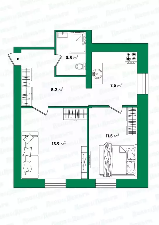 2-к кв. Кировская область, Киров ул. Пятницкая, 107а (44.9 м) - Фото 1